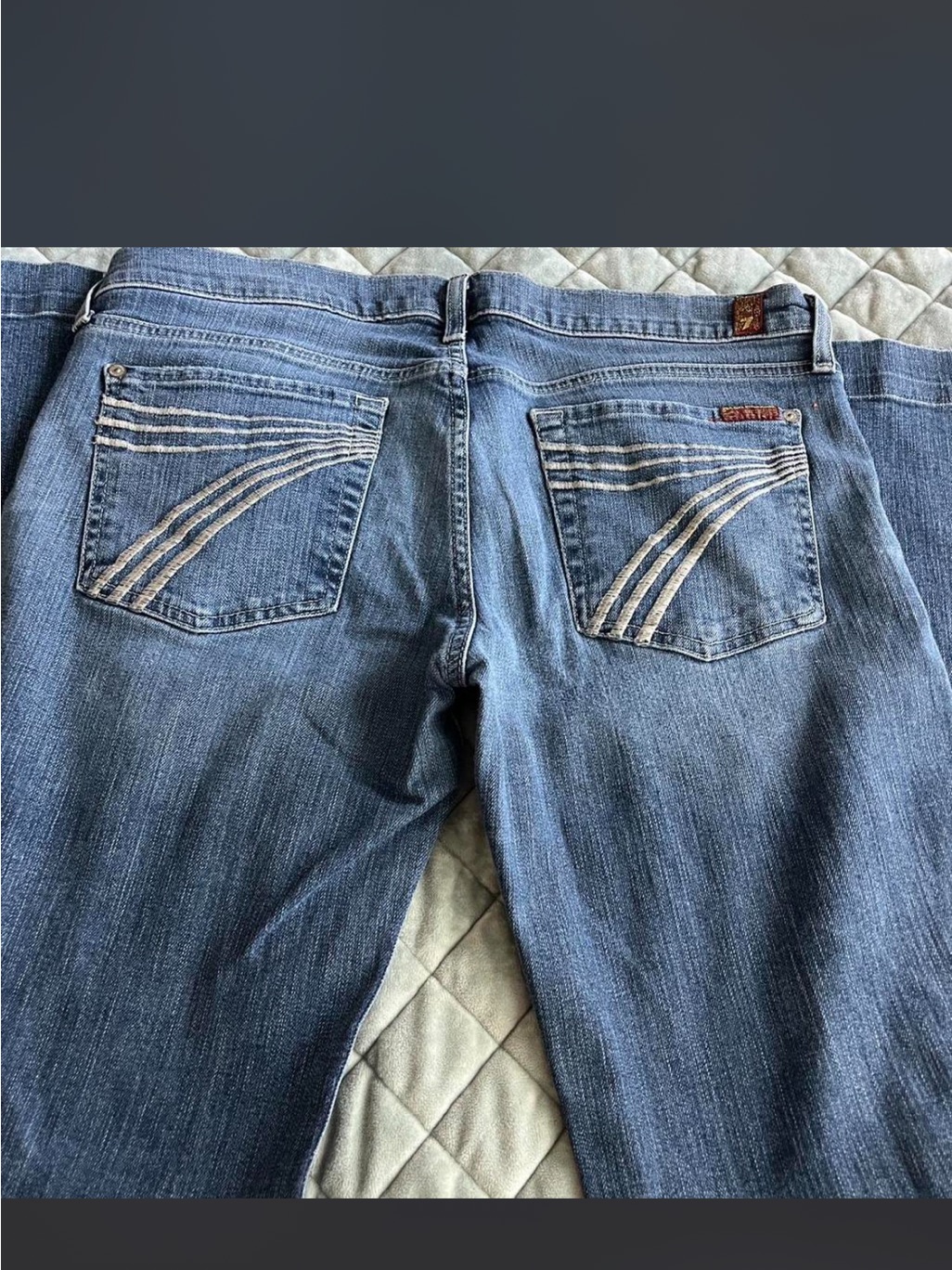 Seven7 Classic Blue Denim Jeans With Curved Back Pocket Stitching